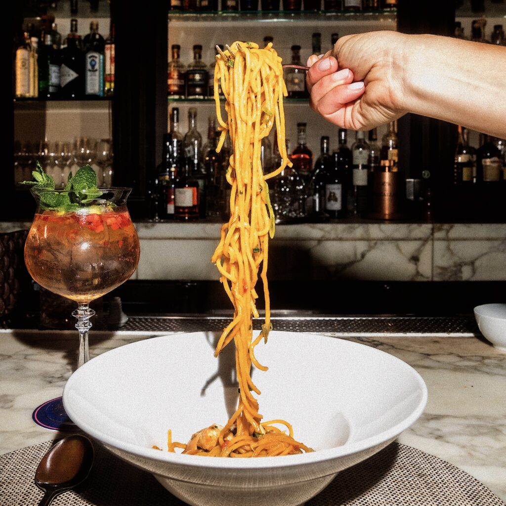 a bowl of fresh pasta, spaghetti