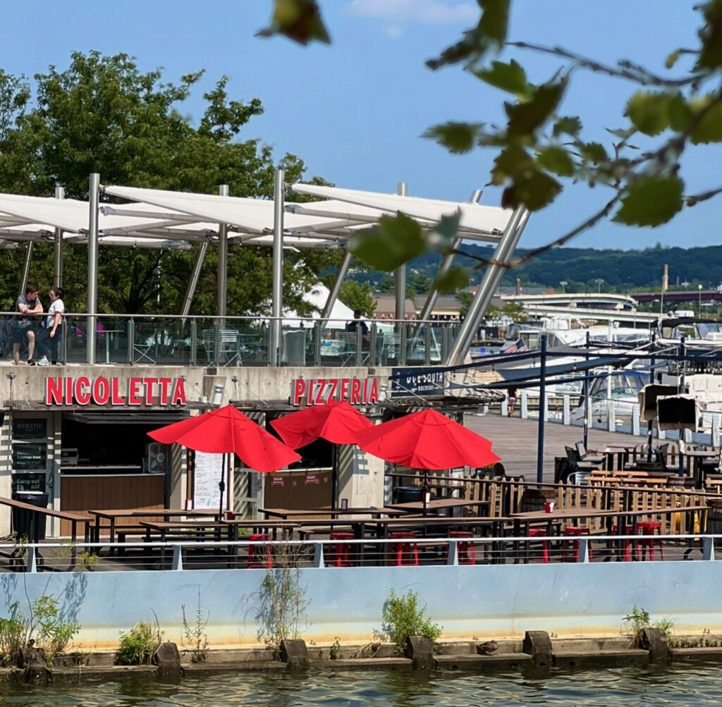 Aerial view of Nicoletta Pizza at the Navy Yard in Washington DC