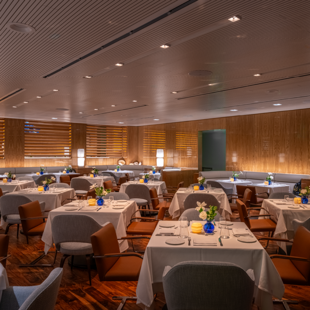 interior of the main dining room at marea beverly hills